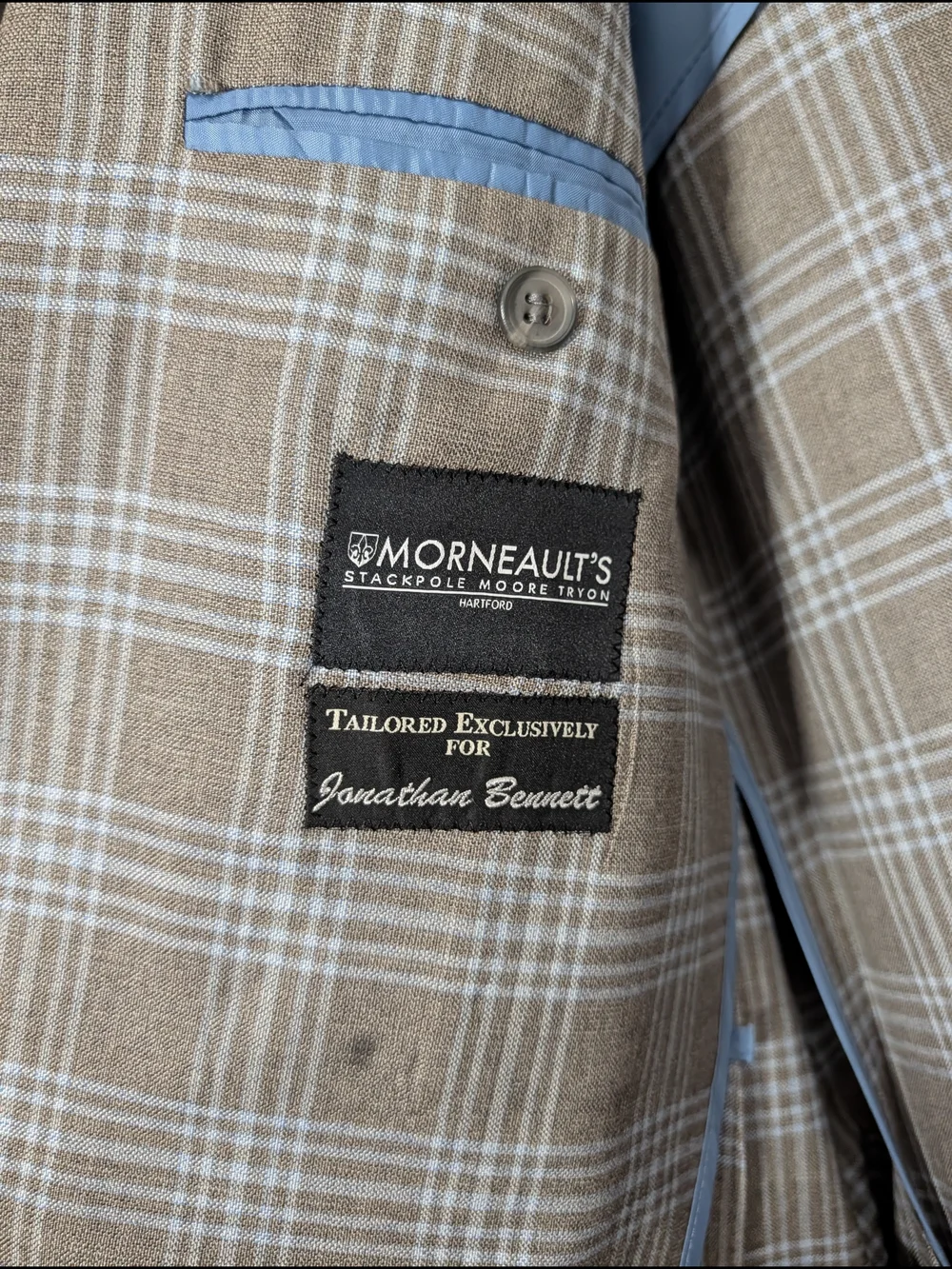 COPPLEY Tessilstrona Silk & Wool Gray/Blue Exploded Plaid Sport Coat 42L